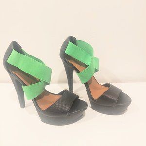 Michael Antonio Women's Tamms Platform Heels size 8.5 Black and green neon green